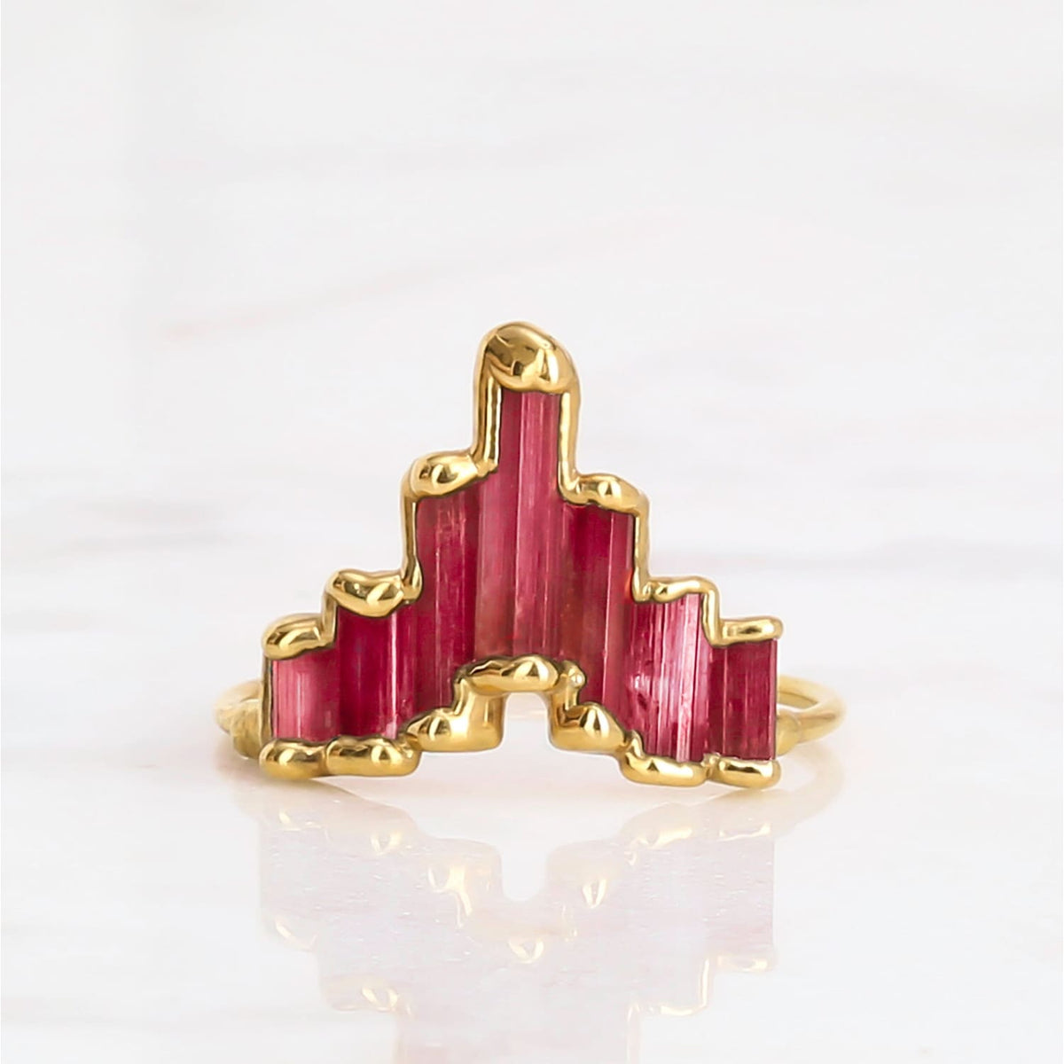 Art Deco Pink Tourmaline Ring Raw Gemstone Jewelry Rough
