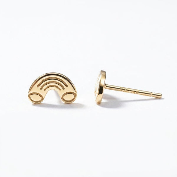 Pair of tiny gold elbow macaroni noodle stud earrings