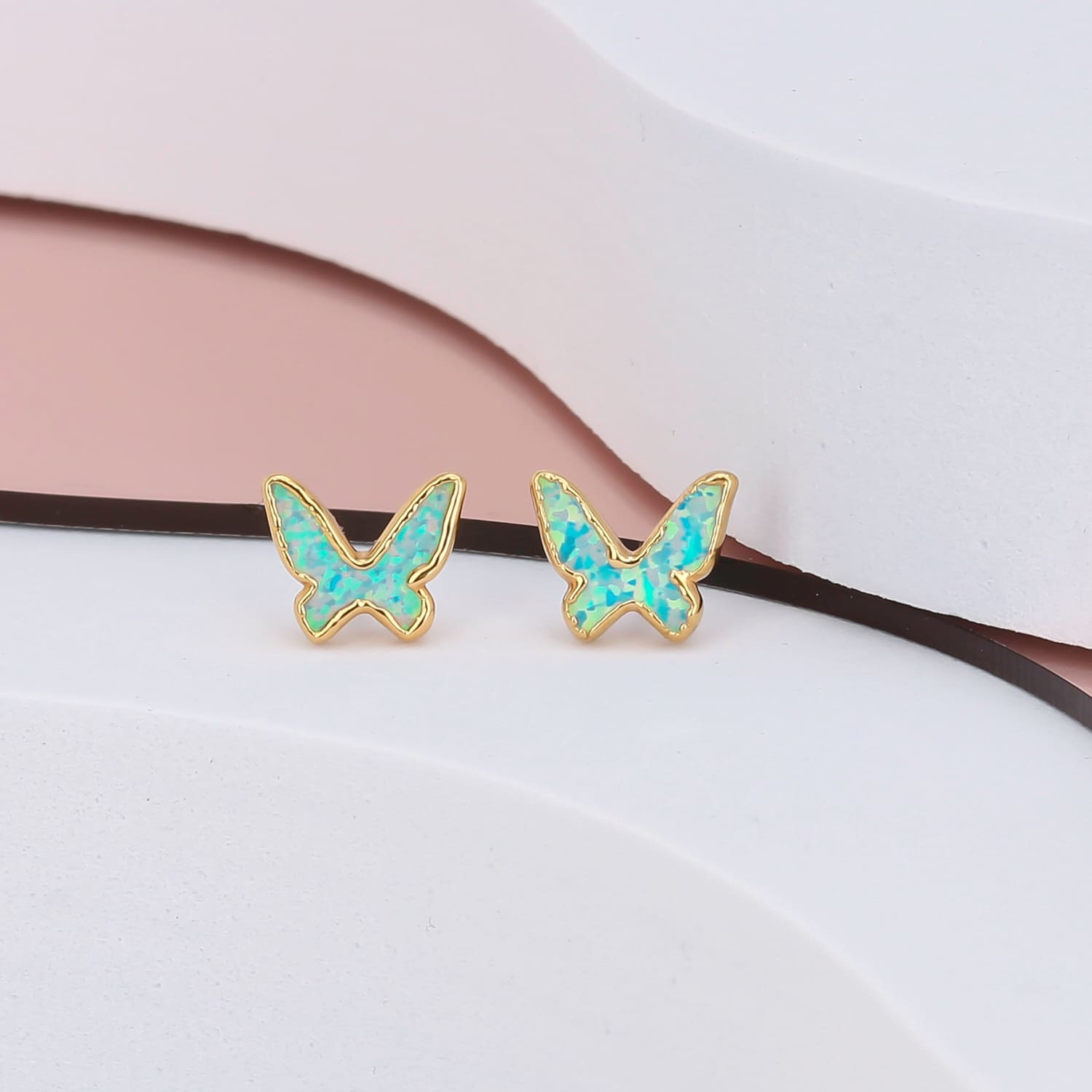 Butterfly Kyocera Opal Earrings Raw Gemstone Jewelry Rough