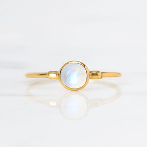 Dainty Rainbow Moonstone Ring • Gold Filled • June