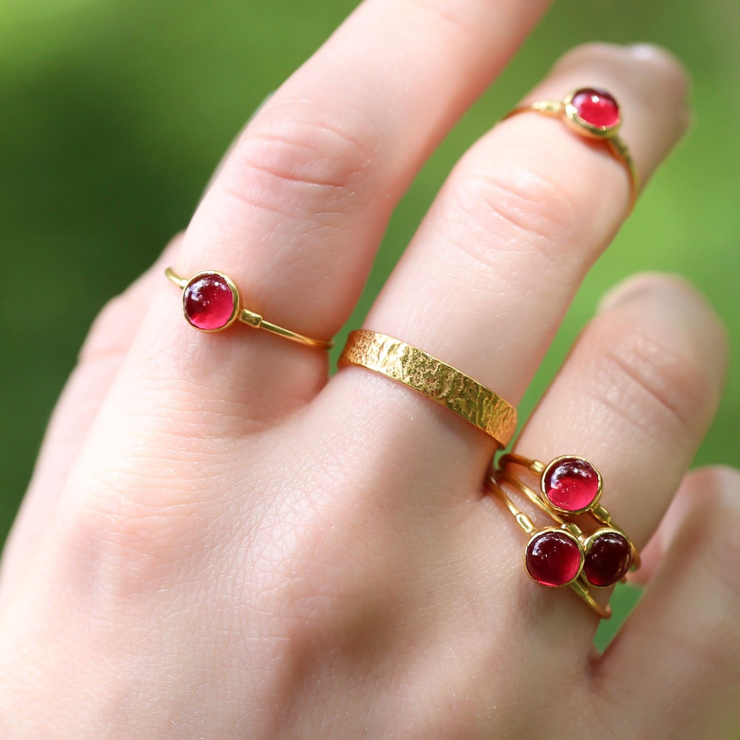 Dainty Ruby Ring Created Gold Minimalist Simple Engagement