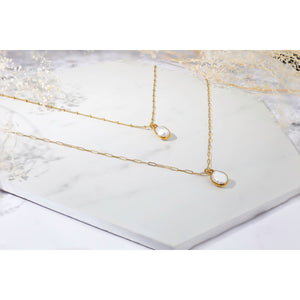 Pearl Choker Necklace • Snake Chain • Gold Filled • June