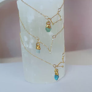 Dainty Zodiac Bracelet • Gold Filled • Personalized Astrology Raw Birthstone Bracelet • Summer Constellation Jewelry • Capricorn Aries Virgo