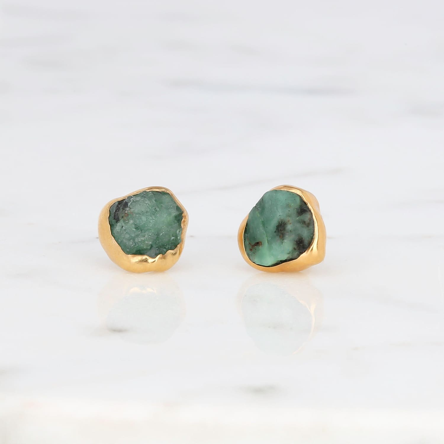 Raw Emerald Earrings • May Birthstone Gift for Her •