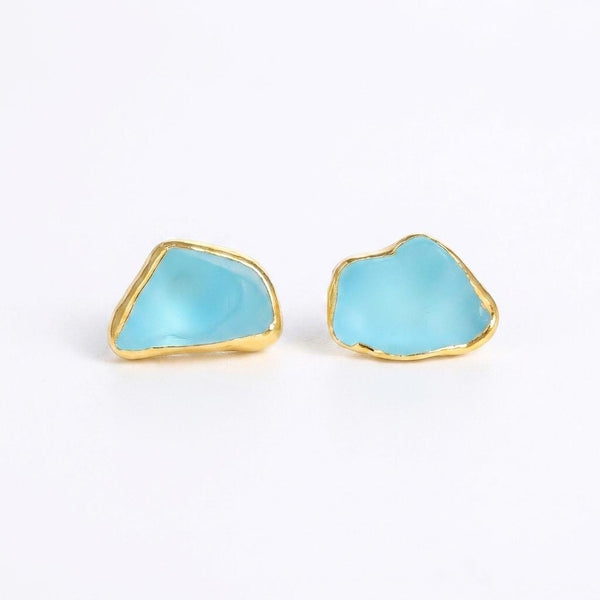 Raw Topaz Earrings on a white background