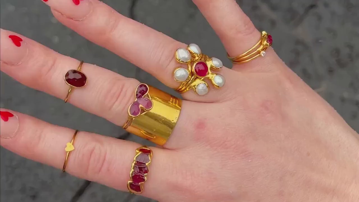 Pink Tourmaline Fleur Ring, Art Deco Pink Tourmaline Ring for Women, Pink Stone Ring, Gemstone Jewelry, Crystal Ring, Dainty Elegant Ring