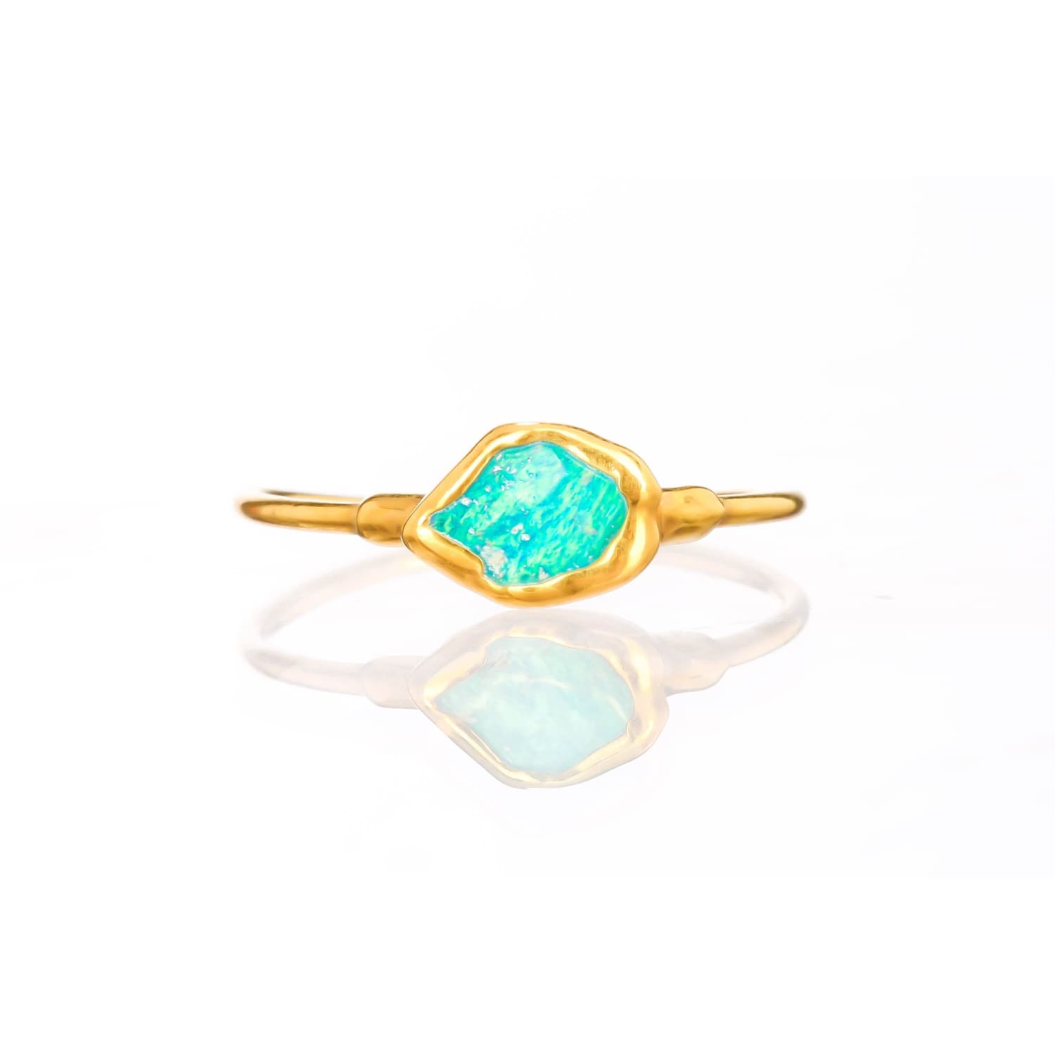 Dainty Raw Australian Opal Ring Gemstone Jewelry Rough