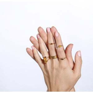 Dainty Raw Citrine Ring in Yellow Gold Gemstone Jewelry