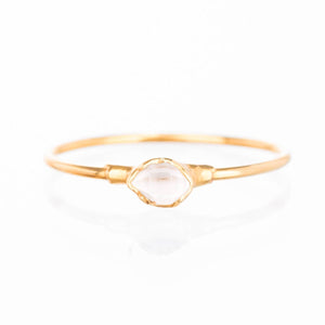 Dainty Raw Herkimer Diamond Ring in Yellow Gold Gemstone