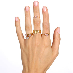 Dainty Raw Rose Quartz Ring in Gold Gemstone Jewelry Rough