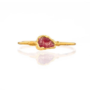 Dainty Raw Ruby Ring in Yellow Gold Gemstone Jewelry Rough