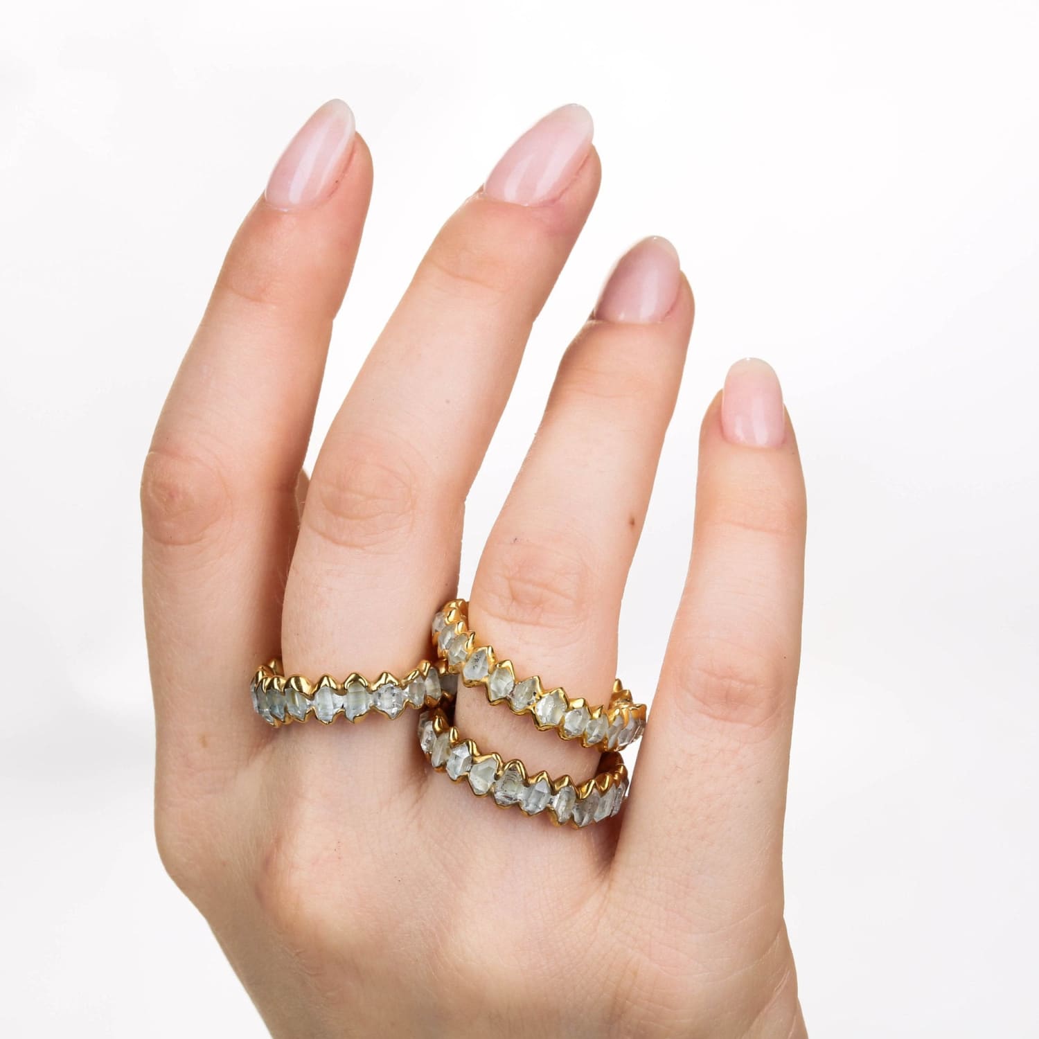Eternity Raw Herkimer Diamond Ring Gemstone Jewelry Rough