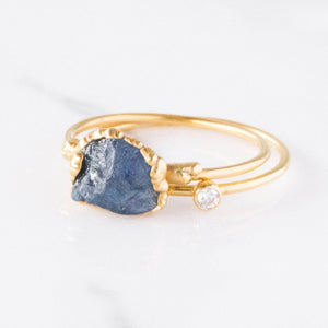 Gold Filled Cubic Zirconia Diamond Ring Raw Gemstone Jewelry