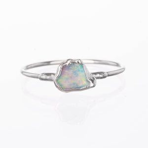 Mini Raw Australian Opal Ring in Sterling Silver Gemstone