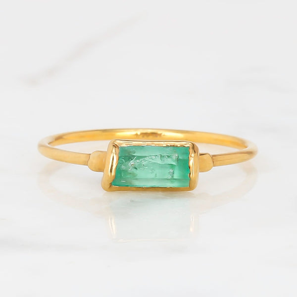 Panjshir Raw Emerald Baguette Ring Gemstone Jewelry Rough