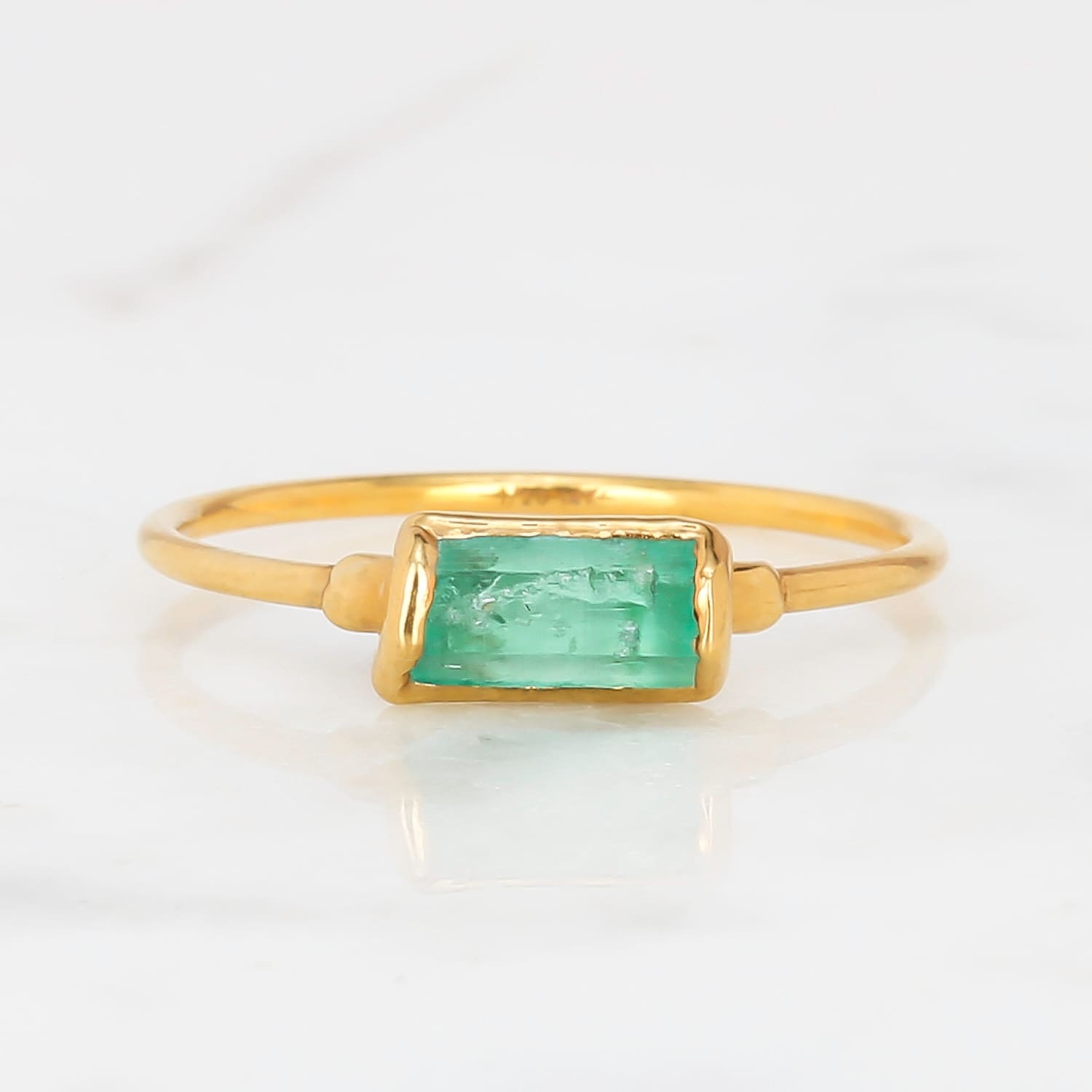 Panjshir Raw Emerald Baguette Ring Gemstone Jewelry Rough