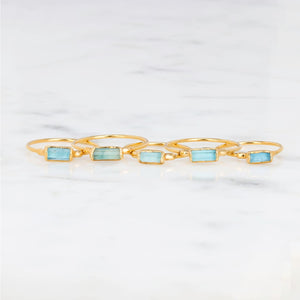 Raw Aquamarine Baguette Ring Gemstone Jewelry Rough Crystal