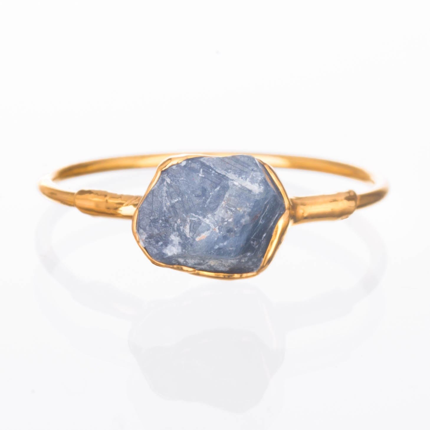 Raw Sapphire Ring in Sterling Silver Gemstone Jewelry Rough