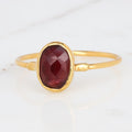 Oval Rosecut Raw Garnet Ring, Raw Garnet Jewelry, Minimalist Dainty