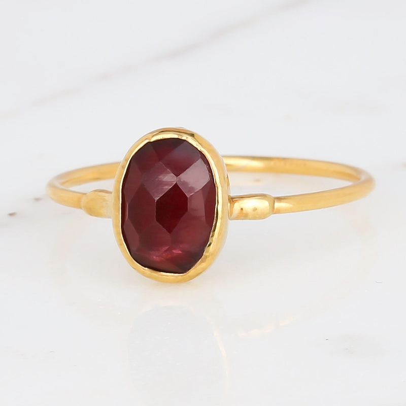 Oval Rosecut Raw Garnet Ring