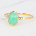 Oval Rosecut Raw Chrysoprase Ring, Australian Jade Ring, Minimalist