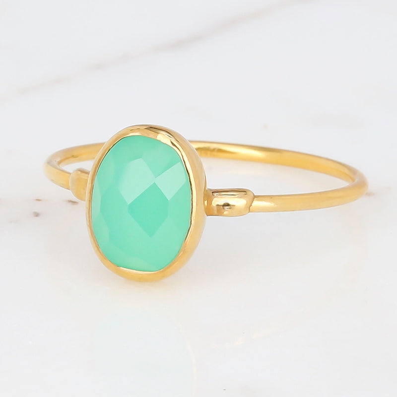 Jade Oval Rosecut Raw Chrysoprase Ring