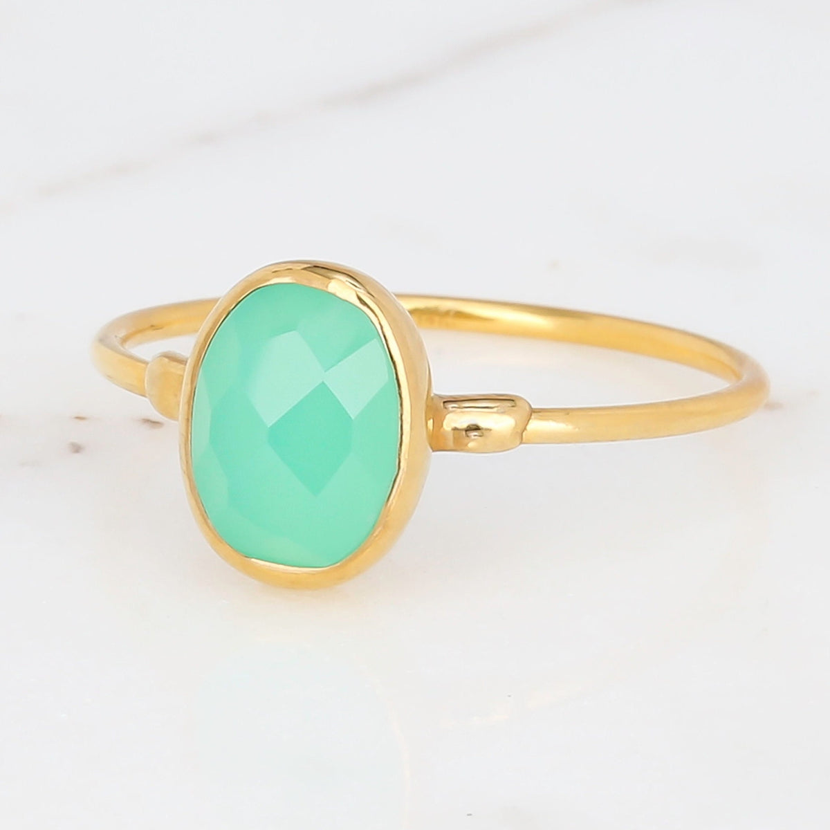 Jade Oval Rosecut Raw Chrysoprase Ring