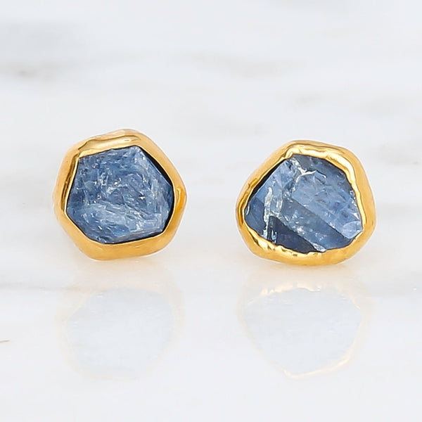 Dainty Raw Sapphire Earrings in Silver