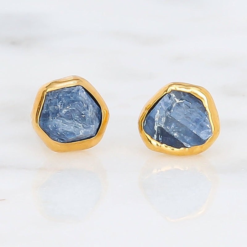 Dainty Raw Sapphire Earrings in Silver
