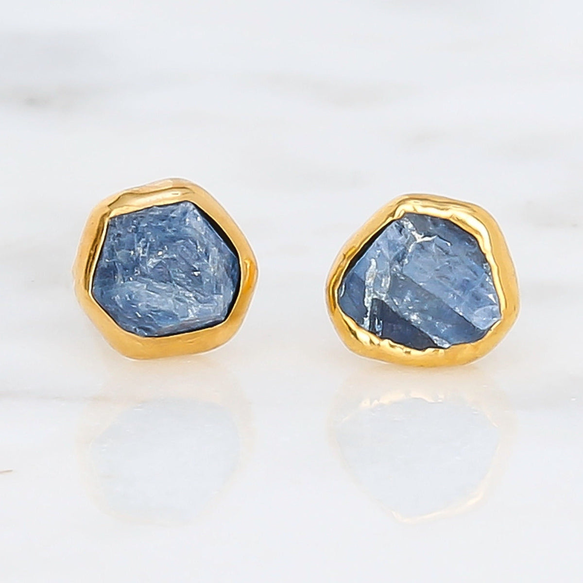 Dainty Raw Sapphire Earrings in Silver