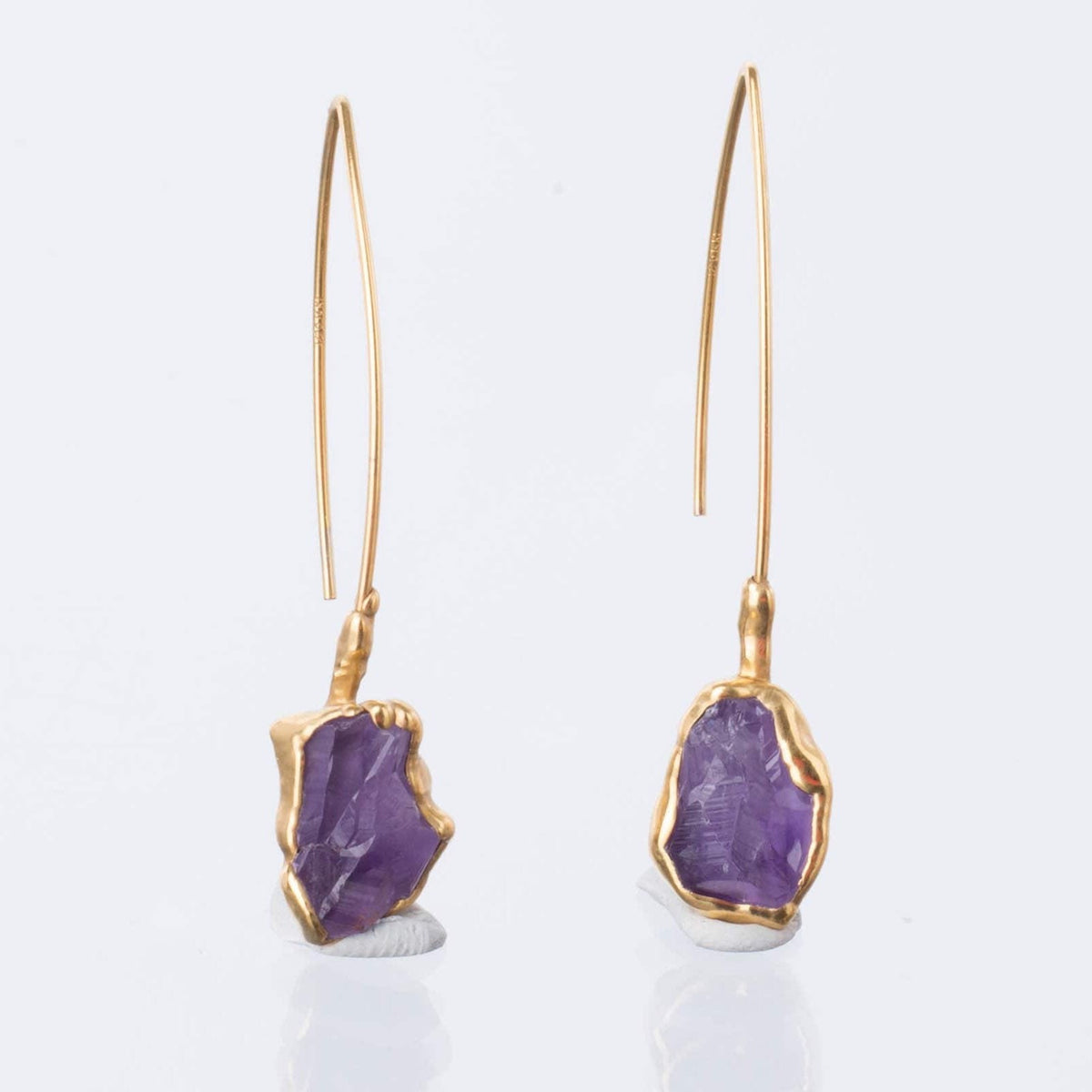 Edgy Raw Amethyst Drop and Dangle Earrings