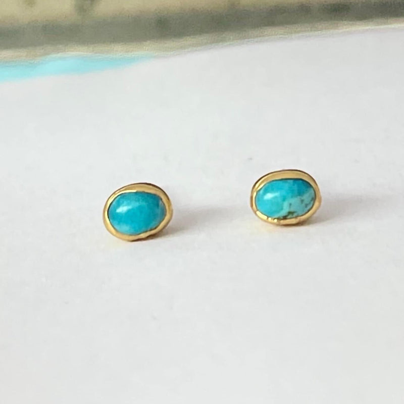 Dainty Raw Turquoise Stud Earrings