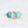 Three Stone Raw Australian Opal Ring
