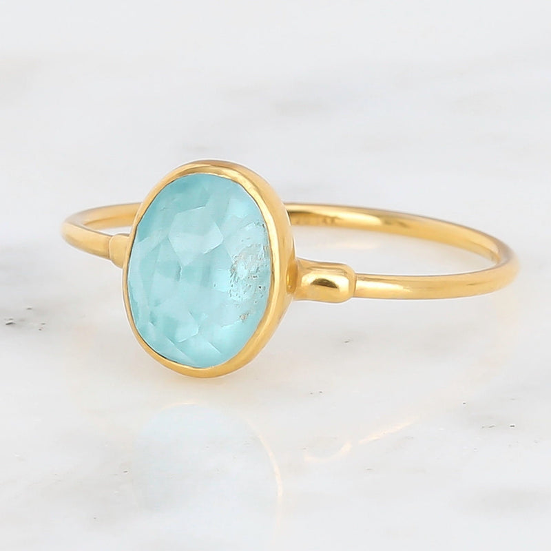 Oval Rosecut Raw Aquamarine Ring