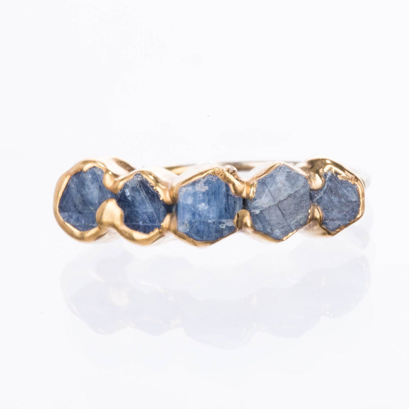 Raw Sterling Silver Eternity Sapphire Ring