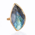 Statement Raw Labradorite Ring, Gold Ring, Labradorite