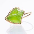Statement Raw Peridot Ring, Yellow Gold August Birthstone
