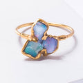 Fleur Three Stone Raw Australian Opal Cluster Ring