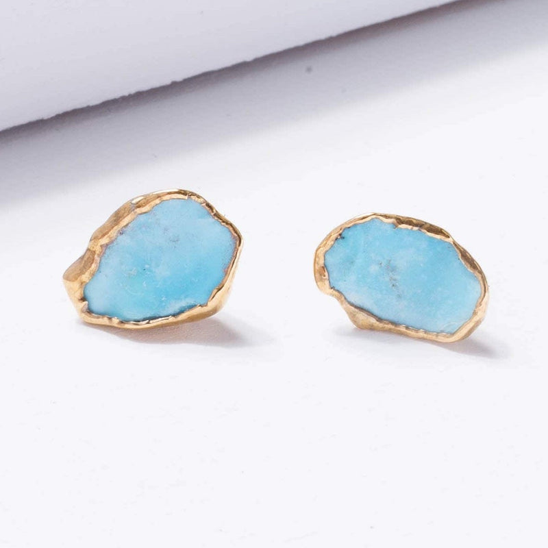Large Raw Turquoise Stud Earrings