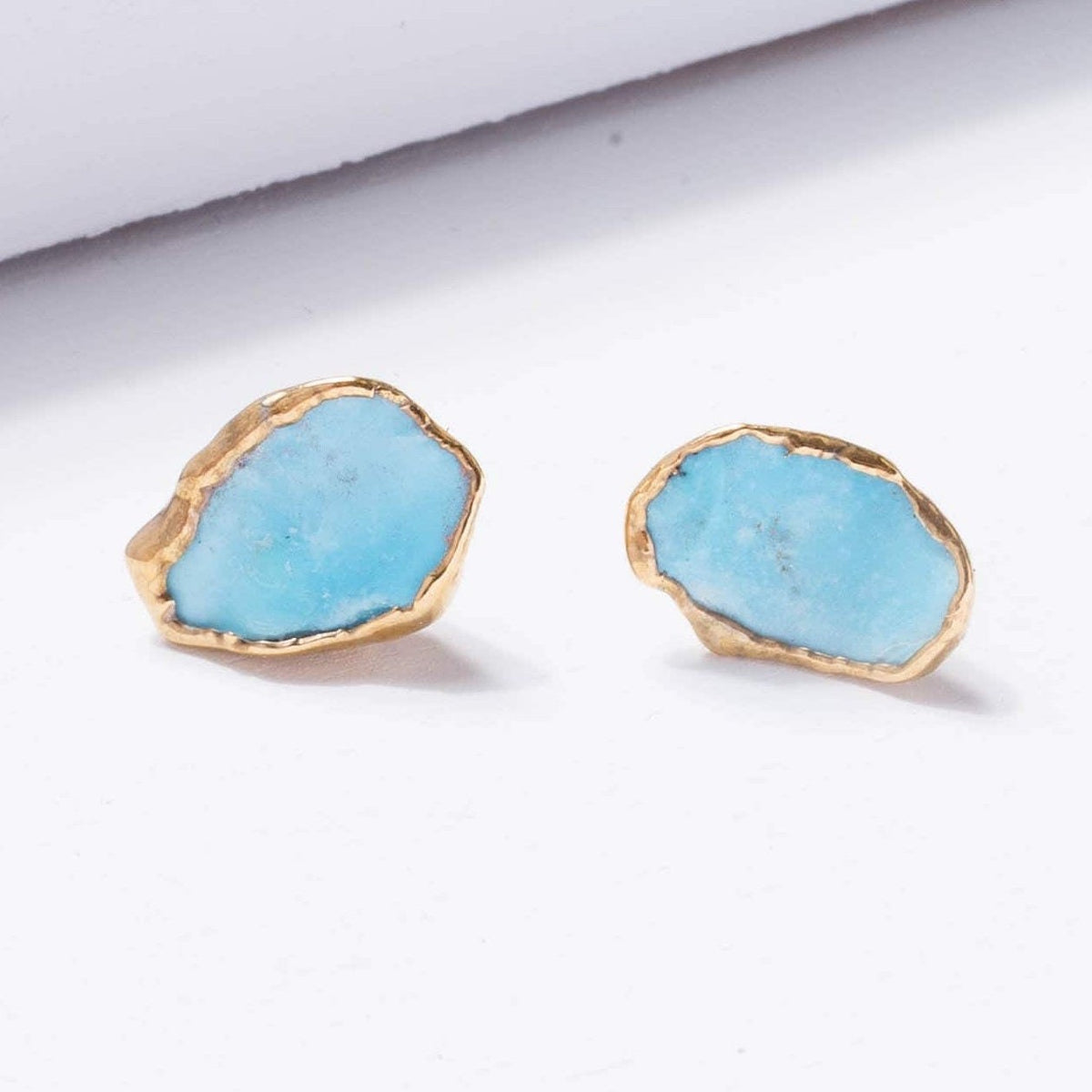 Large Raw Turquoise Stud Earrings