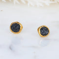 Raw Black Diamond Stud Earrings