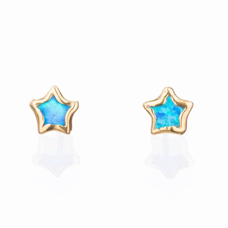 Dainty Star Kyocera Opal Stud Earrings