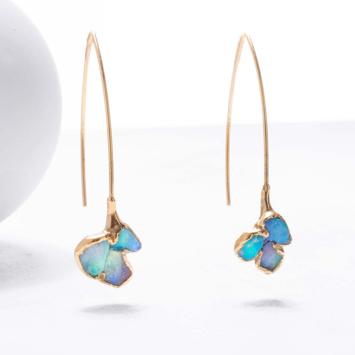 Edgy Raw Opal Dangle Earrings