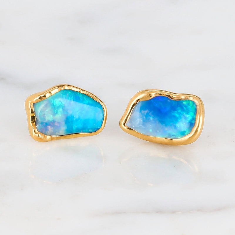 Large Raw Australian Opal Stud Earrings