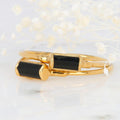 Dainty Black Tourmaline Baguette Ring