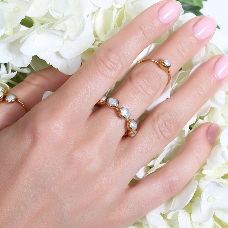 Daisy Eternity Raw Pearl Ring