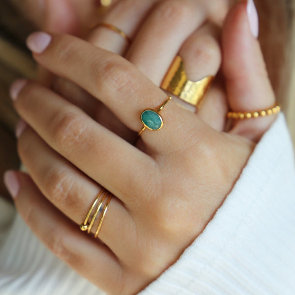 Oval Rosecut Raw Emerald Ring