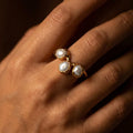 Raw White Pearl Curved Crown Ring