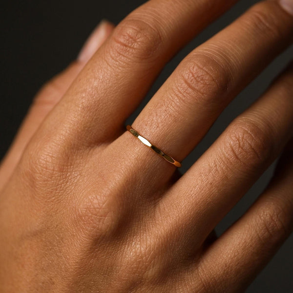 Ultra Thin Gold Hammered Stacking Ring • 14k Gold Fill Textured Band • Dainty Minimal Gold Ring • Thin Wedding Band • Delicate Ring