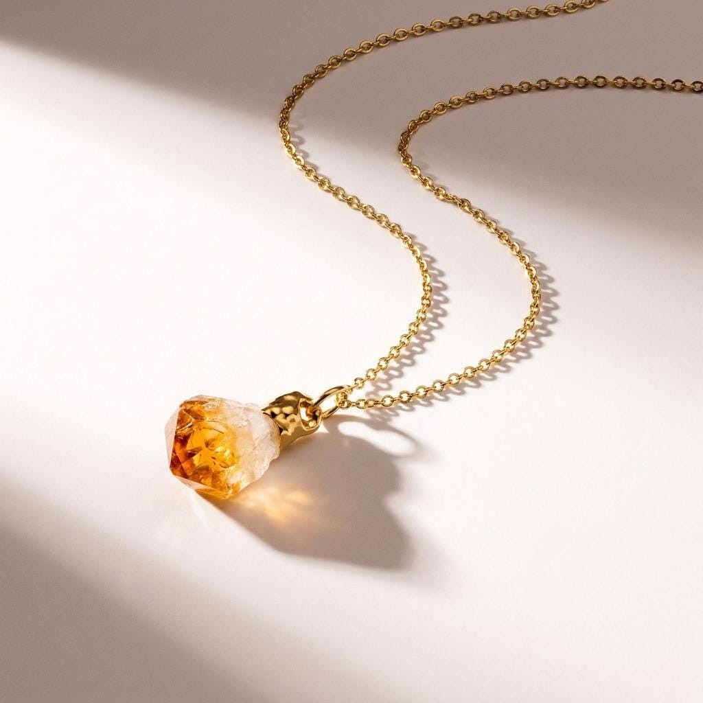 Large Raw Citrine Necklace